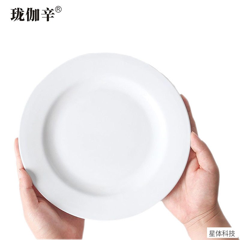 耐高温密胺圆平盘 9英寸 自助餐盘 菜盘 餐厅 酒店 食堂 商用 仿瓷 防摔 圆形 云白图片3
