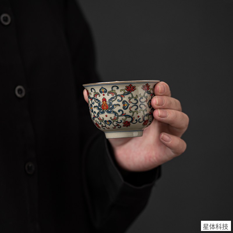 苏氏陶瓷 青花品茗杯 120毫升 主人杯 个人杯 功夫茶杯 陶瓷茶盏 中式茶具 办公会客饮茶 青花白图片3
