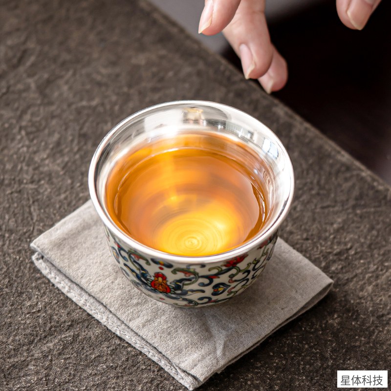 苏氏陶瓷 青花品茗杯 120毫升 主人杯 个人杯 功夫茶杯 陶瓷茶盏 中式茶具 办公会客饮茶 青花白图片2