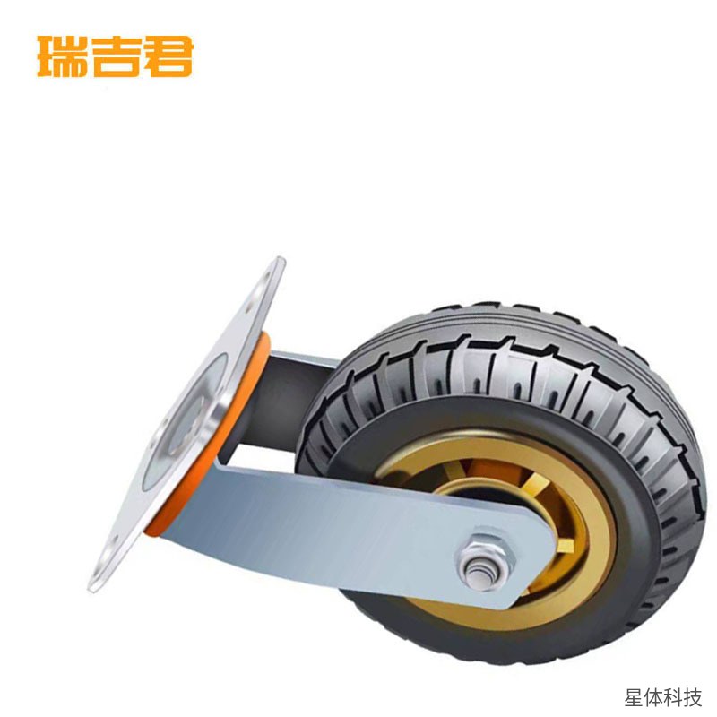 橡胶万向轮 4寸 活动脚轮 推车轮 平板车轮 设备脚轮 工业搬运轮 转向轮子 黑色图片5