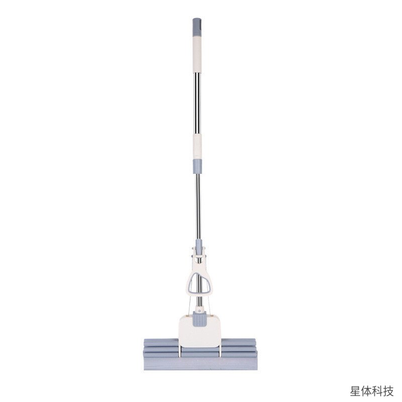 海绵拖把 38厘米 伸缩杆 胶棉拖 挤水吸水墩布 办公室地面清洁 保洁工具 家用拖地 灰色图片4