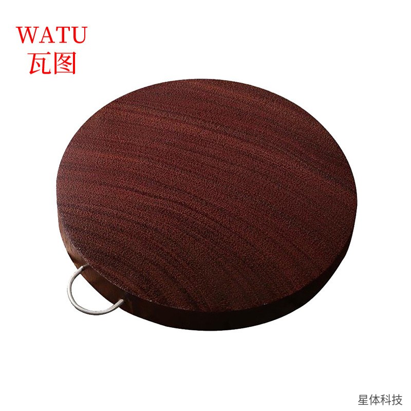 瓦图 铁木圆形砧板 30×4厘米 带钢圈 整木菜板 切菜板 案板 厨房剁骨墩 家用实用菜墩 红褐色图片3