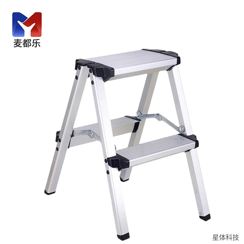 铝合金二步梯 36×40×50厘米 人字梯 家用梯 折叠登高梯 防滑踏板 仓库 办公室 轻便 银色图片4