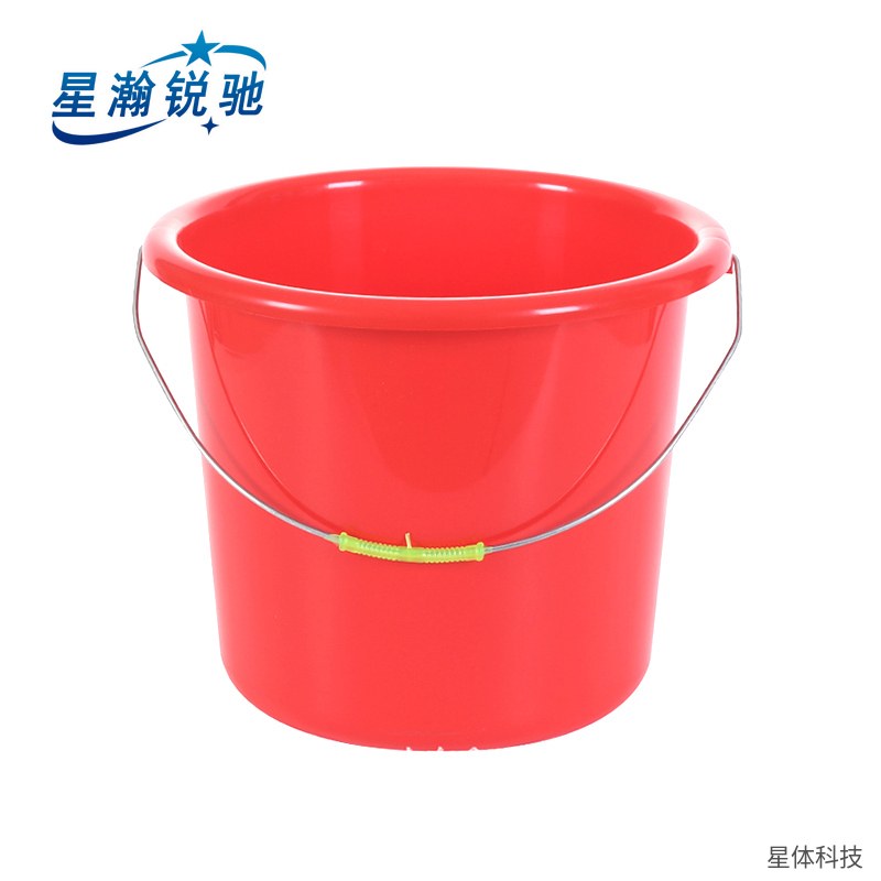 塑料水桶 17升 带盖 手提储水桶 家用洗衣 物业清洁 圆形提桶 宿舍 洗车拖地 收纳桶 红色图片3