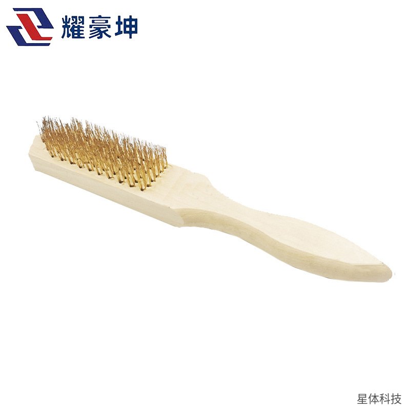 钢丝刷 木柄 除锈刷 清洁刷子 金属表面打磨 焊渣清理 缝隙去污 五金工具配件 手持刷 米色图片4