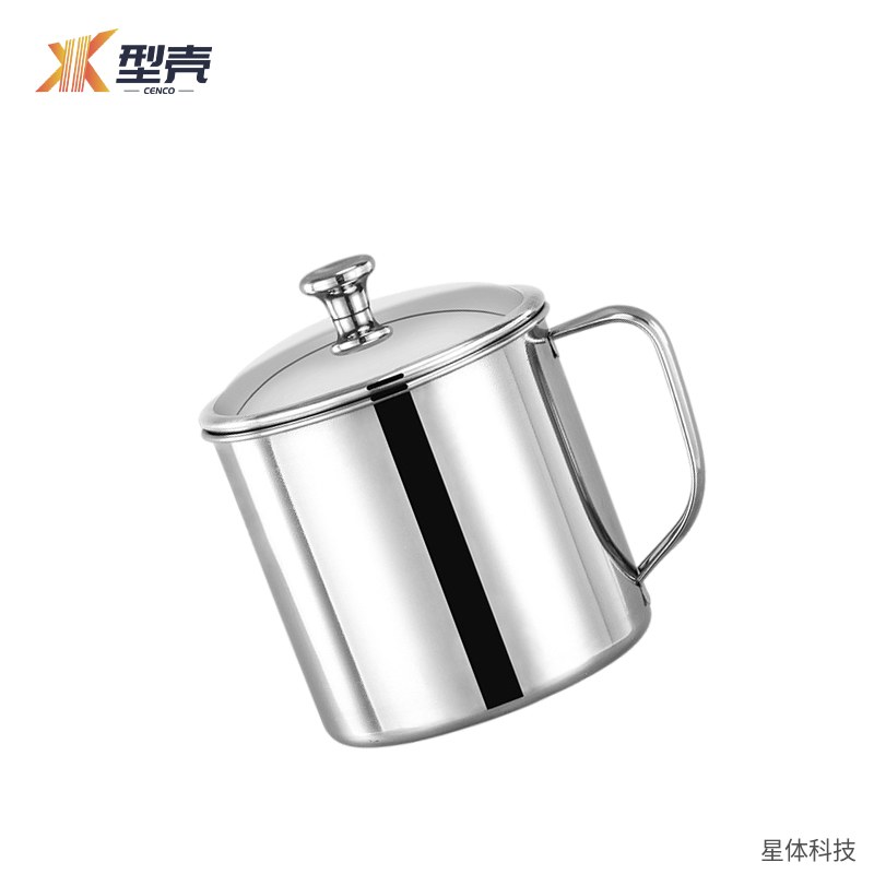 304不锈钢口杯 9厘米 带盖茶缸 单层水杯 茶缸款 口杯 办公会议杯 食堂饮水杯 银色图片3