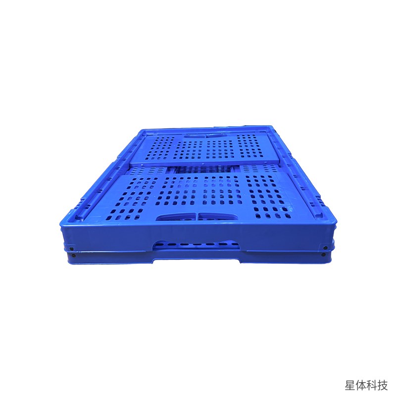 折叠收纳箱 60×40×28厘米 50升 不带盖 塑料周转箱 整理箱 仓库储物箱 办公杂物收纳 蓝色图片2