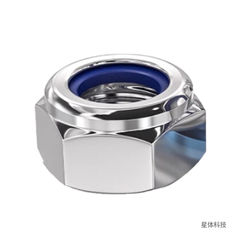不锈钢自锁螺母 尼龙防松螺母 锁紧螺母 六角螺母 尼龙圈螺帽 螺帽 机械五金紧固件 银色图片2