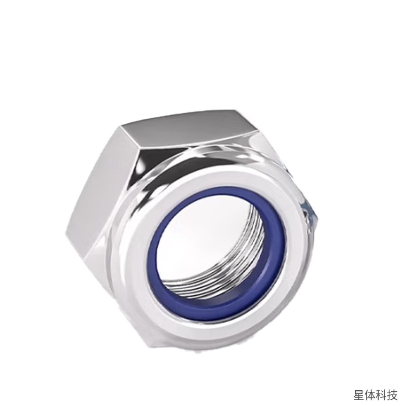 不锈钢自锁螺母 尼龙防松螺母 锁紧螺母 六角螺母 尼龙圈螺帽 螺帽 机械五金紧固件 银色图片3