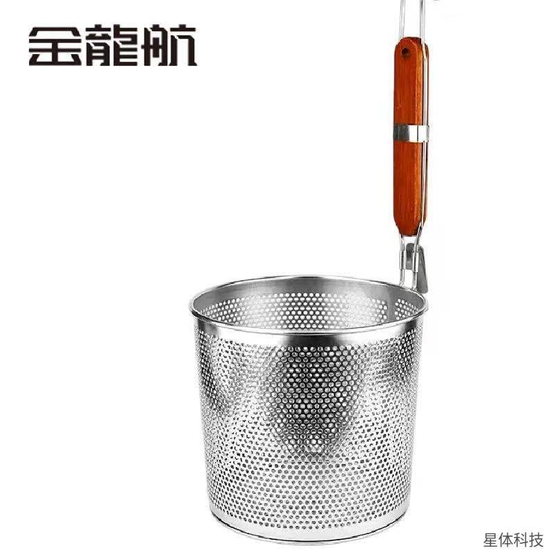 不锈钢捞面勺 漏勺 面条捞篱 煮面篓 火锅漏网勺 捞面篮 餐厅后厨商用厨具 家用 银色图片4
