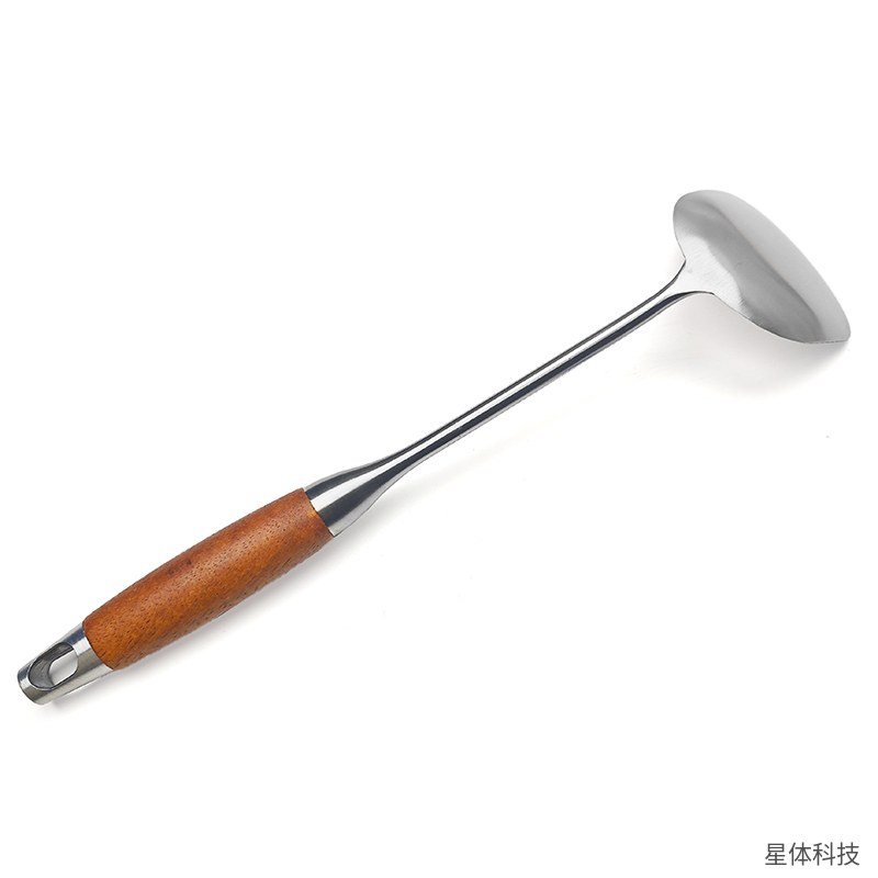 304不锈钢木柄锅铲 39×9.8厘米 炒菜铲 煎铲 中式炒锅铲子 厨房家用厨具 银色图片3