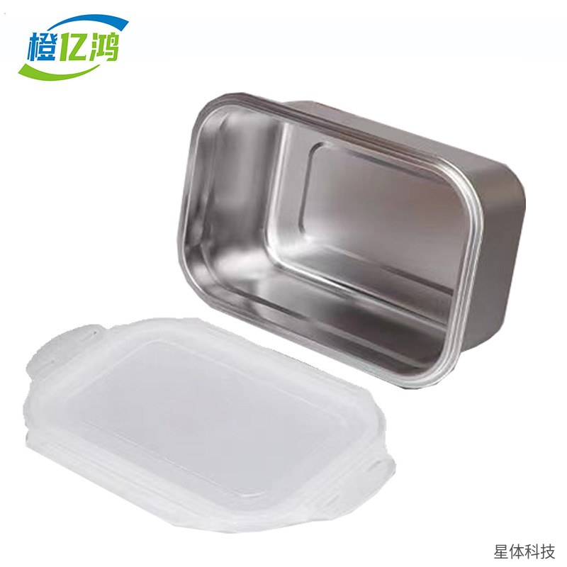 304不锈钢方盒 40×29×12厘米 带盖保鲜盒 长方形储物盒 厨房备菜盒 食堂冷藏 银色图片4