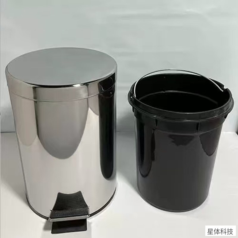 不锈钢脚踏垃圾桶 5升 带盖 圆形 内桶可取 卫生间厨房客厅纸篓 家用垃圾筒 银色图片4