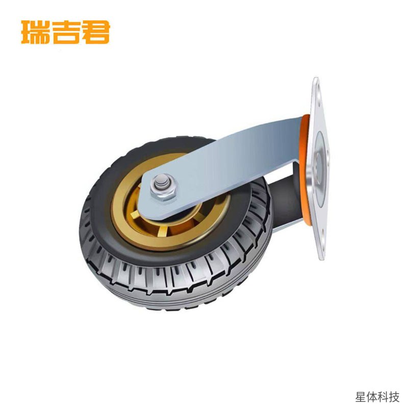 橡胶万向轮 4寸 活动脚轮 推车轮 平板车轮 设备脚轮 工业搬运轮 转向轮子 黑色图片3