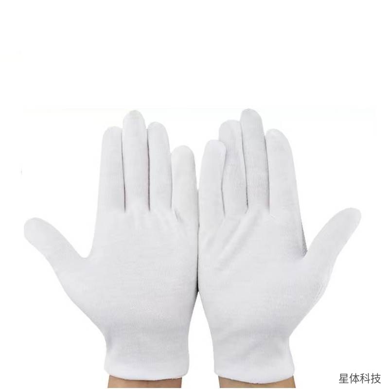 白色礼仪手套 棉质薄款 分指款 礼仪接待检阅表演手套 文玩盘珠作业白手套 工作手套 男女通用图片2