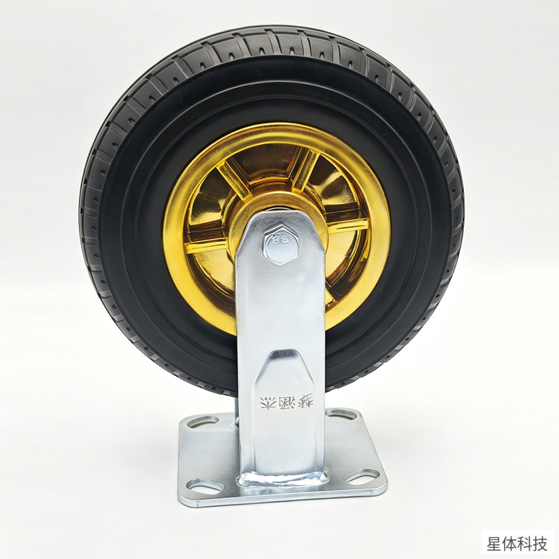 重型橡胶定向轮 6寸 固定脚轮 金胶轮 推车轮 平板车轮 设备脚轮 工业搬运轮子 黑色图片2