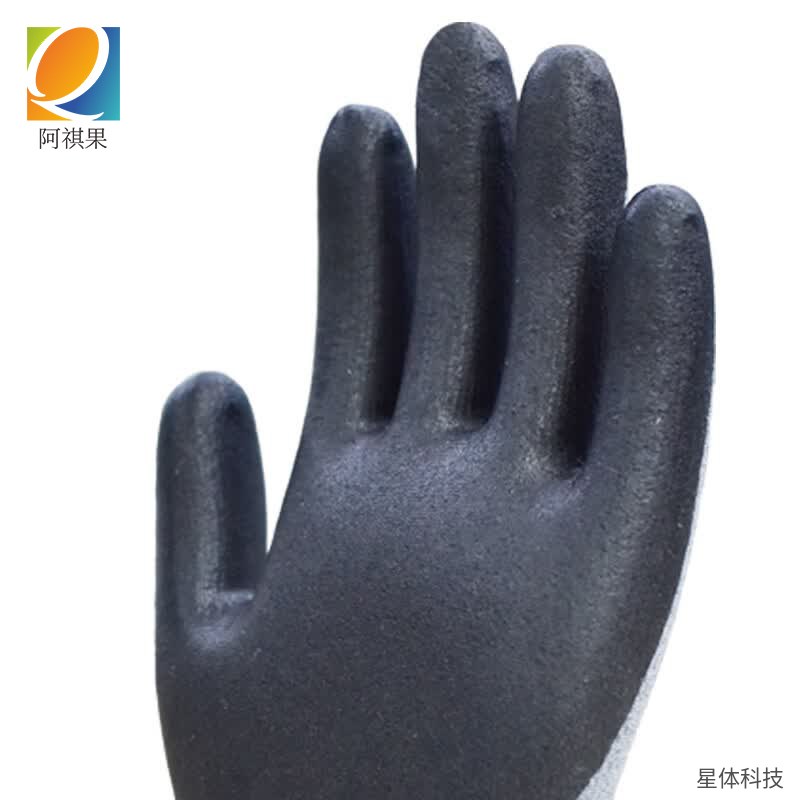 涂胶手套 棉纱 防滑耐磨 分指款 劳保工作手套 搬运装卸 工地作业 男女通用 灰黑色图片3