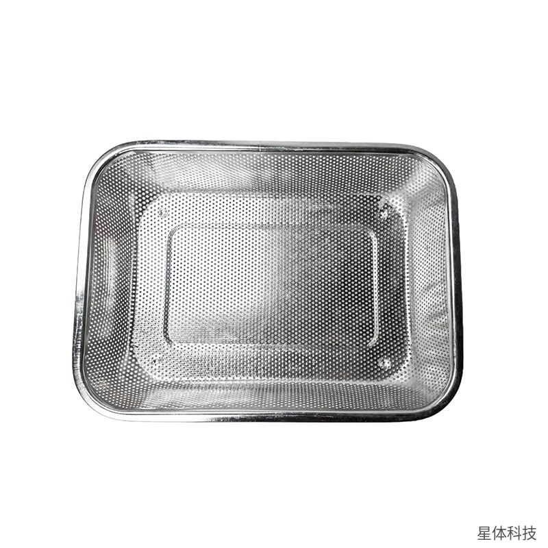 不锈钢沥水篮 37.5×27.5×6.5厘米 长方形沥水盘 漏盆 洗菜篮 蒸盘 餐厅后厨控油盘 银色图片4