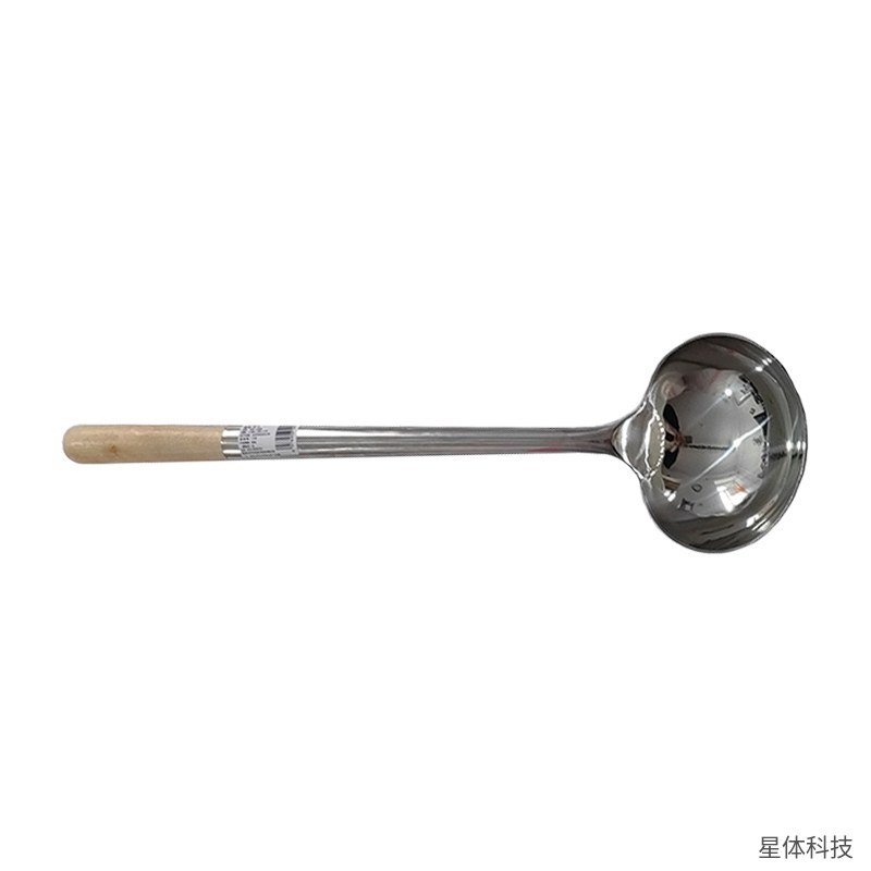 不锈钢炒勺 8两 木柄手勺 马勺 炒菜勺 厨师勺 餐厅后厨商用大勺 长柄汤勺 盛汤勺 银色图片3