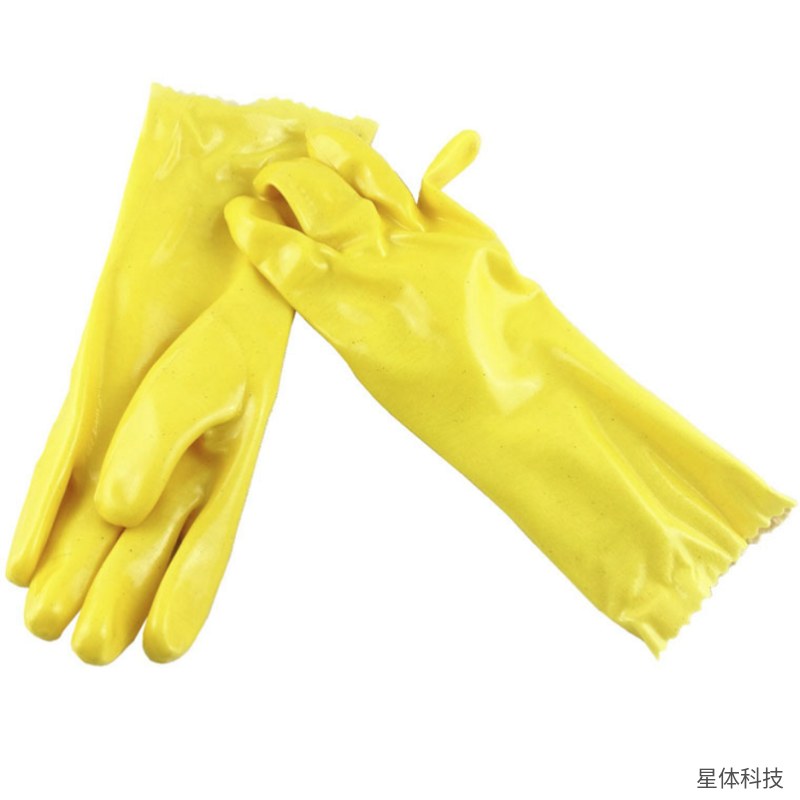 御林铁卫 耐油防污浸塑手套 PVC 均码 耐酸碱 防水 劳保手套 化工 机修 渔业 清洁 黄色图片2