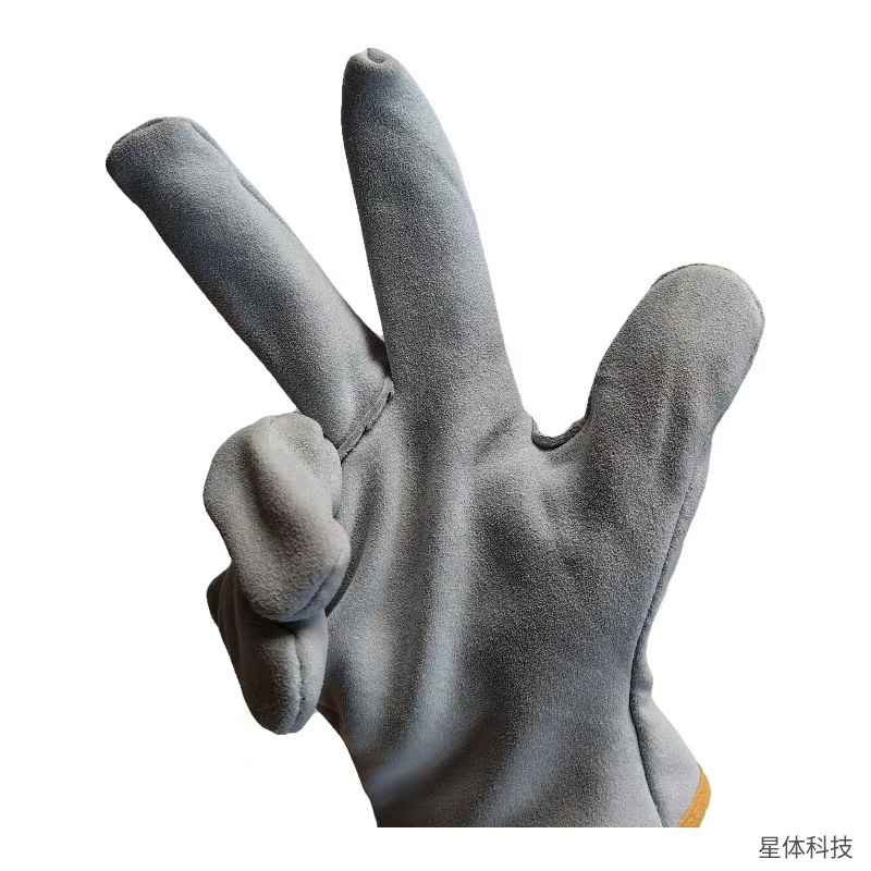 短全皮手套 羊皮 均码 电焊 搬运 耐磨 隔热 劳保 机械 司机 工地 薄款 灰色图片5