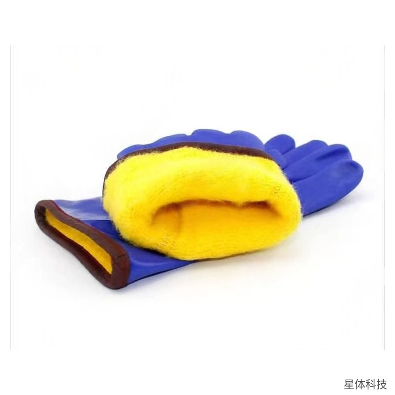 华敏 加棉防水家务手套 橡胶 均码 洗碗 洗衣 清洁 厨房 冬季保暖 防滑 耐用 洗菜 蓝色图片3