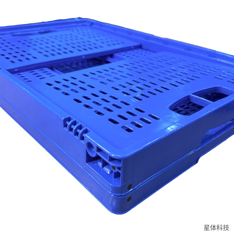 折叠收纳箱 60×40×28厘米 50升 不带盖 塑料周转箱 整理箱 仓库储物箱 办公杂物收纳 蓝色图片3