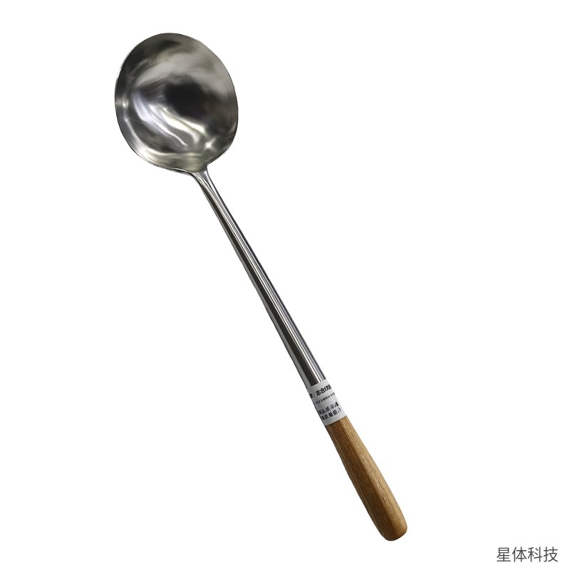 304不锈钢木柄手勺 52×14厘米 炒勺 炒菜勺 马勺 厨师勺 餐厅后厨长柄汤勺 银色图片2