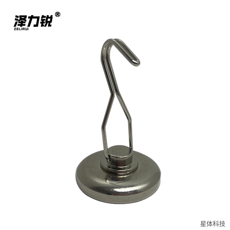 强力磁铁挂钩 旋转钩 不锈钢 吸铁挂钩 磁性吸盘钩 冰箱铁门挂钩 免打孔收纳挂件 银色图片4