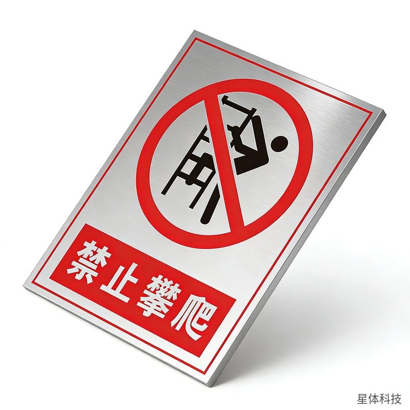 不锈钢提示牌 禁止攀爬 20×30厘米 警示牌 安全标识 工厂 工地 配电房 围墙 户外 红白色图片2