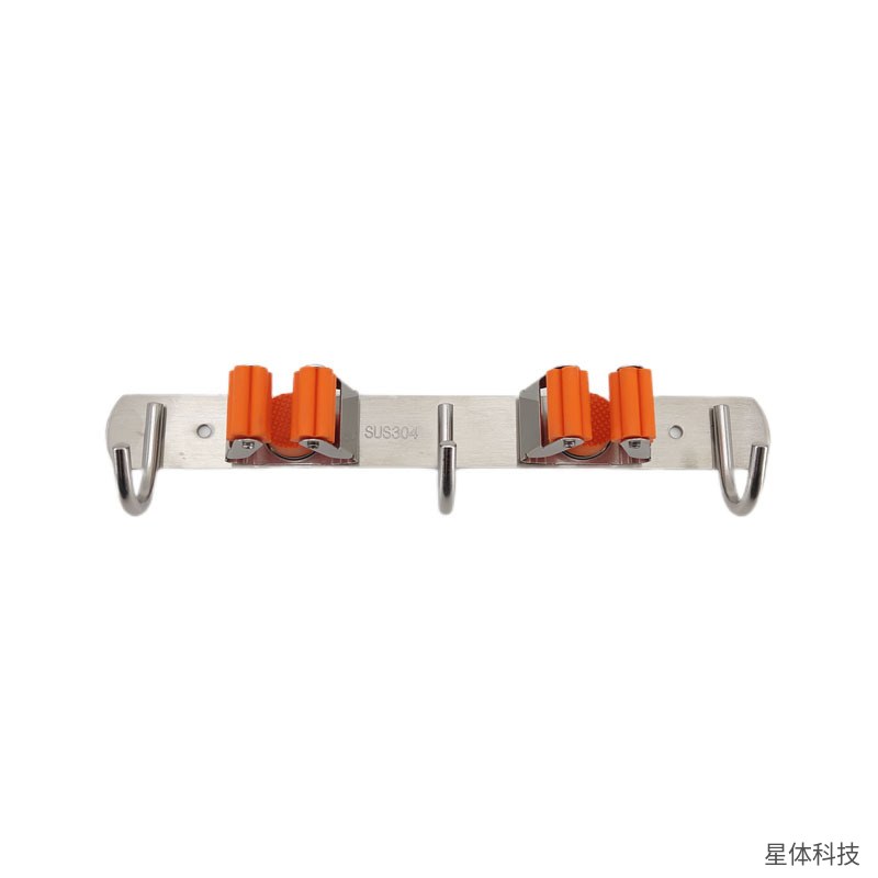 不锈钢拖把架 挂钩式 墙挂扫把夹 拖布卡扣 卫生间 阳台 免钉 收纳挂架 橙色卡位 银色图片4