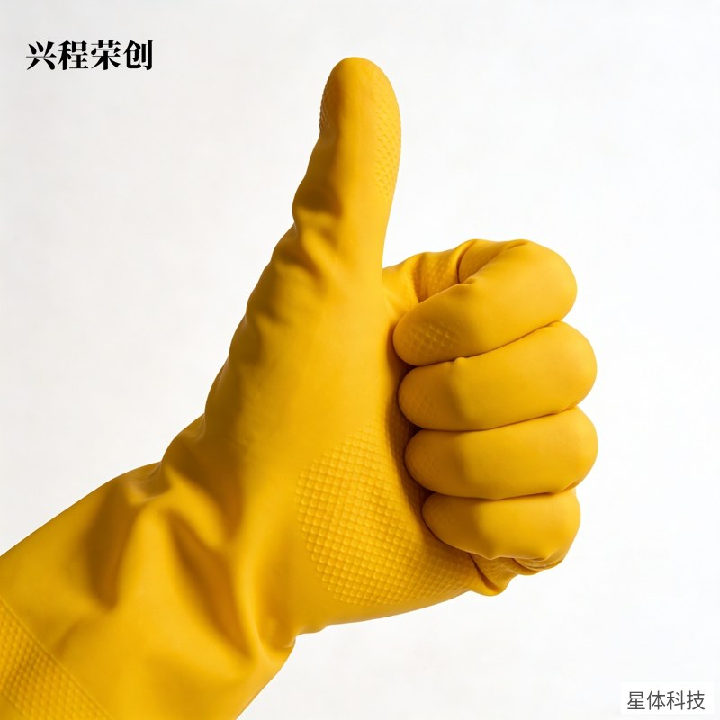 加厚耐磨橡胶手套 均码 家务 洗碗 清洁 防水 防滑 厨房 洗衣 劳保 厚款 黄色图片4