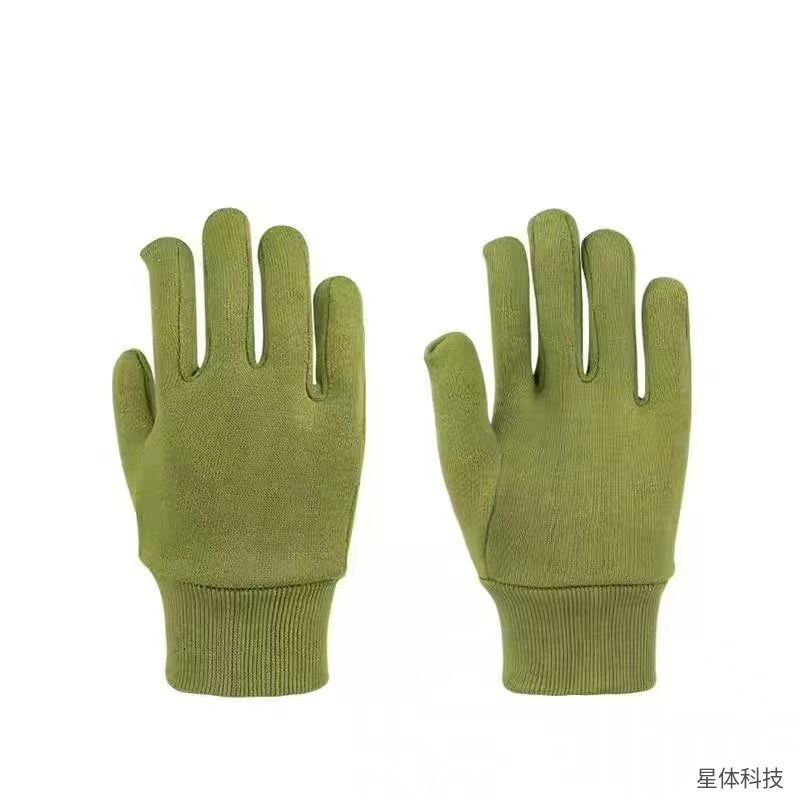 加绒保暖绒手套 锦纶 防寒 冬季 户外 工地 劳保 骑行 分指 弹力 舒适 军绿色图片4