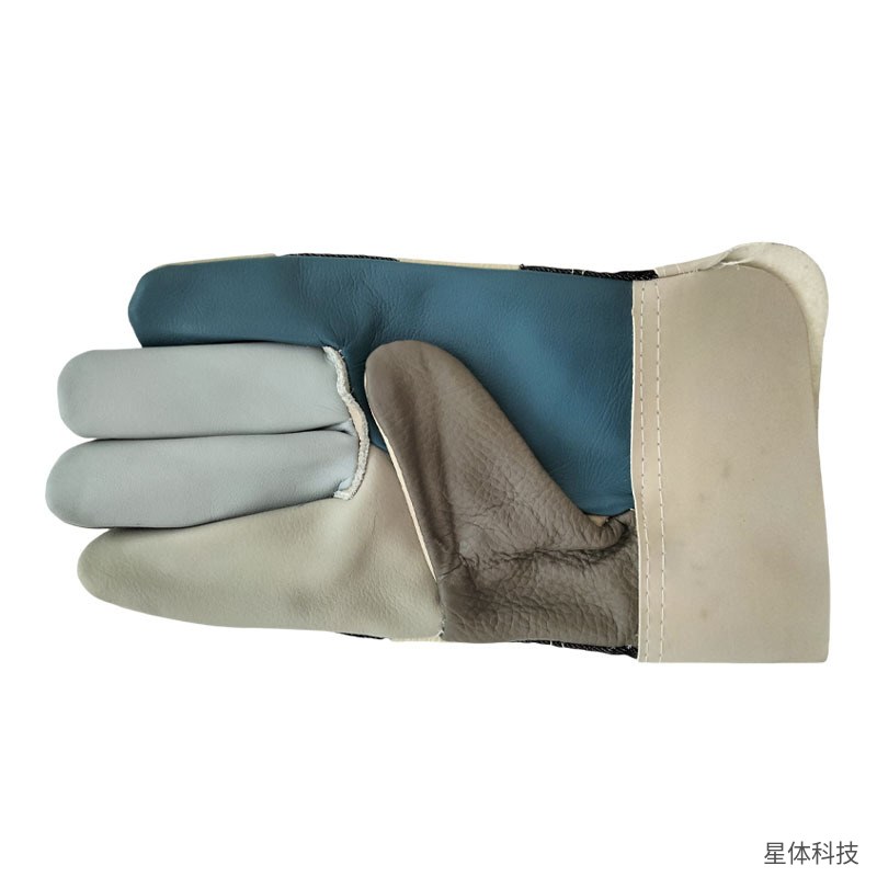 花皮手套 羊皮 分指款 劳保防护手套 耐磨 电焊搬运 机械维修 工作手套 男女通用图片2