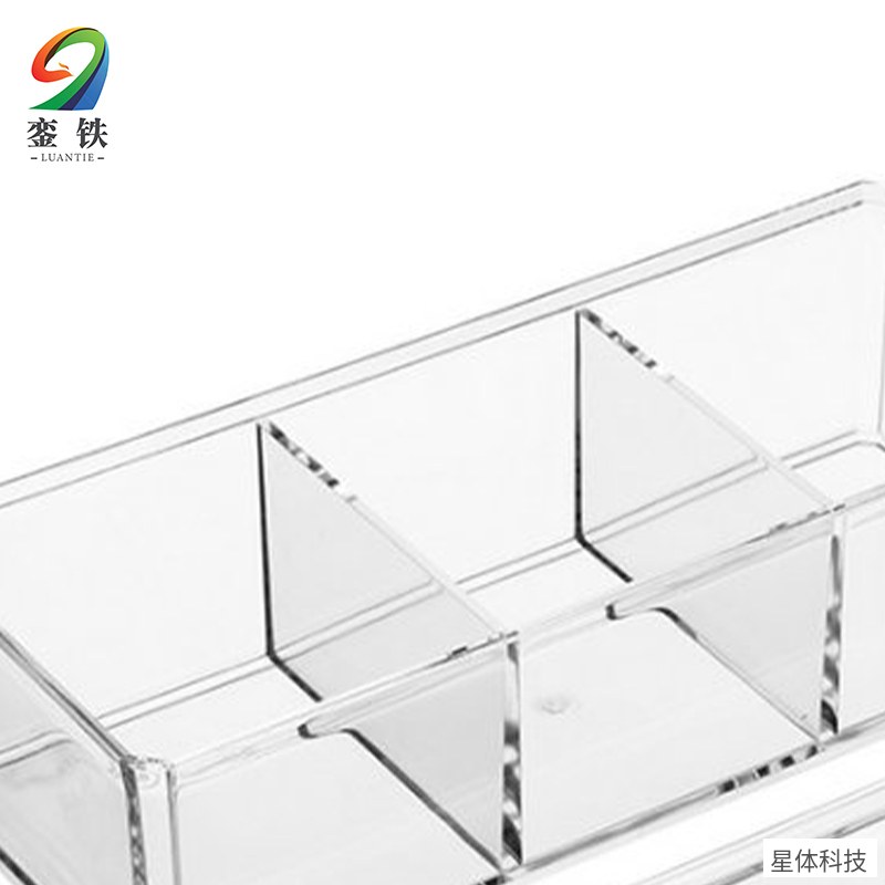 亚克力茶叶盒 三格 透明储物盒 茶包收纳 分格盒 办公室 茶水间 酒店 桌面 带盖 透明色图片3