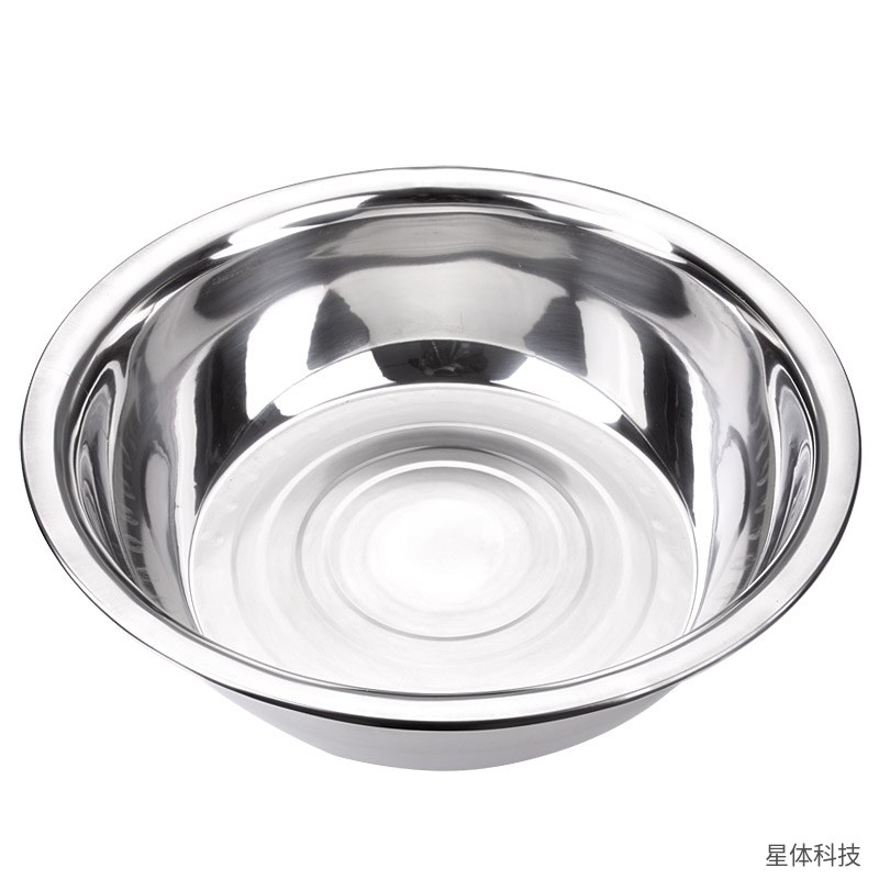 特厚不锈钢汤盆 圆形 反边斗盆 洗菜盆 和面盆 打蛋盆 厨房家用备菜盆 调料盆 银色图片2