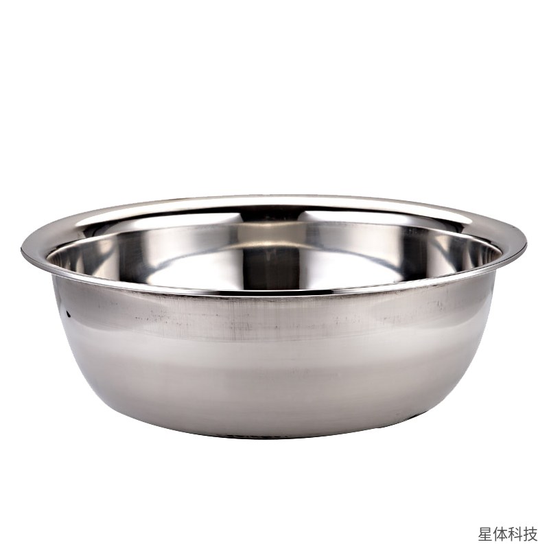 特厚不锈钢汤盆 圆形 反边斗盆 洗菜盆 和面盆 打蛋盆 厨房家用备菜盆 调料盆 银色图片4