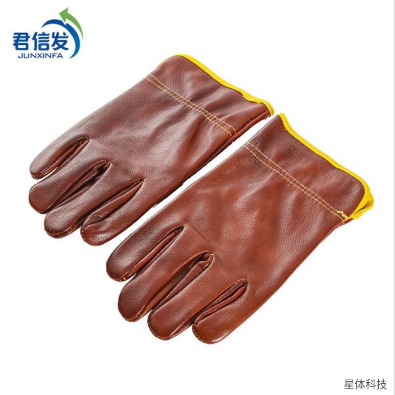全皮手套 头层皮 羊皮 均码 电焊 隔热 耐磨 搬运 劳保 机械 司机 工地 棕红色图片2